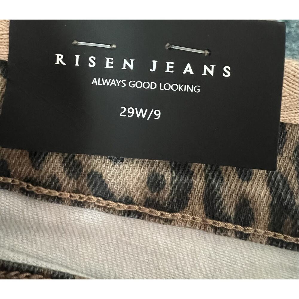 RISEN Women's Leopard Print Wide Leg Barrel High-Waist Denim Jeans Sz 9/29 NWT - Picture 10 of 16